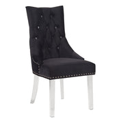 Gobi Modern and Contemporary Tufted Dining Chair in Black Velvet with Acrylic Legs - Furniture City (CA)l