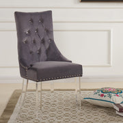 Gobi Modern and Contemporary Tufted Dining Chair in Gray Velvet with Acrylic Legs - Furniture City (CA)l