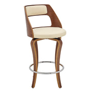 Grady 25" Swivel Cream Faux Leather and Walnut Wood Bar Stool - Furniture City (CA)l