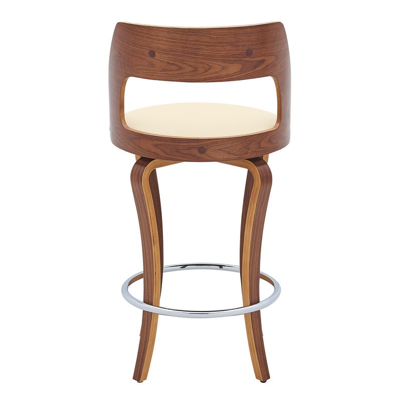 Grady 25" Swivel Cream Faux Leather and Walnut Wood Bar Stool - Furniture City (CA)l