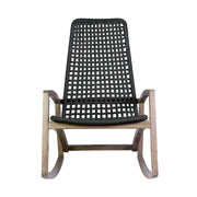Griffin Outdoor Patio Rocking Chair in Light Eucalyptus Wood and Charcoal Rope - Furniture City (CA)l