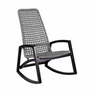 Griffin Outdoor Patio Rocking Chair in Dark Eucalyptus Wood and Gray Rope - Furniture City (CA)l