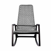 Griffin Outdoor Patio Rocking Chair in Dark Eucalyptus Wood and Gray Rope - Furniture City (CA)l