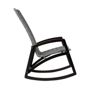 Griffin Outdoor Patio Rocking Chair in Dark Eucalyptus Wood and Gray Rope - Furniture City (CA)l
