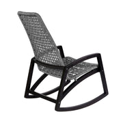Griffin Outdoor Patio Rocking Chair in Dark Eucalyptus Wood and Gray Rope - Furniture City (CA)l