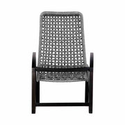 Griffin Outdoor Patio Rocking Chair in Dark Eucalyptus Wood and Gray Rope - Furniture City (CA)l