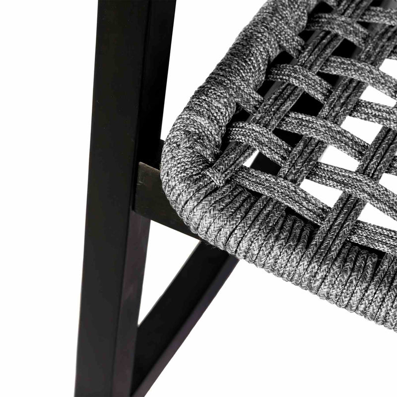 Griffin Outdoor Patio Rocking Chair in Dark Eucalyptus Wood and Gray Rope - Furniture City (CA)l