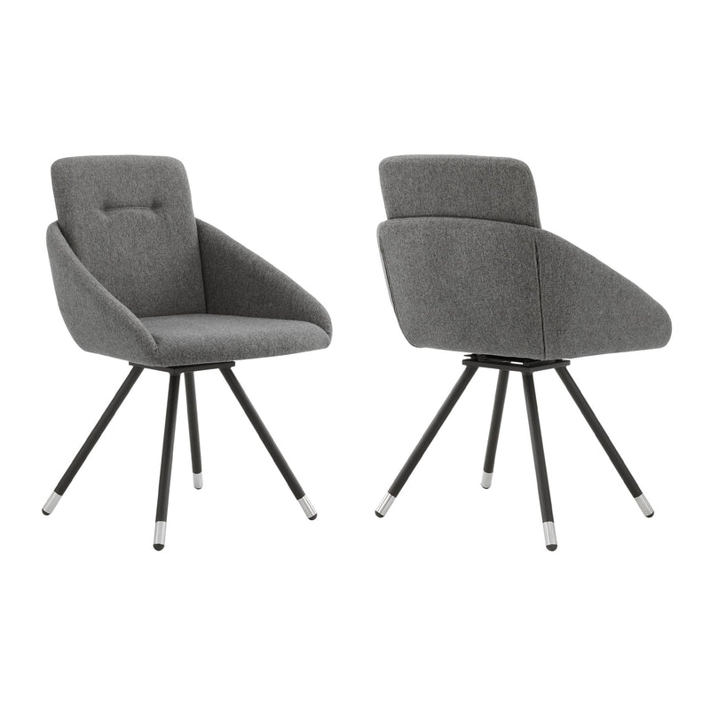 Granada Swivel Gray Fabric Dining Room Chairs - Set of 2 - Furniture City (CA)l