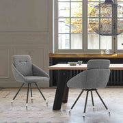 Granada Swivel Gray Fabric Dining Room Chairs - Set of 2 - Furniture City (CA)l