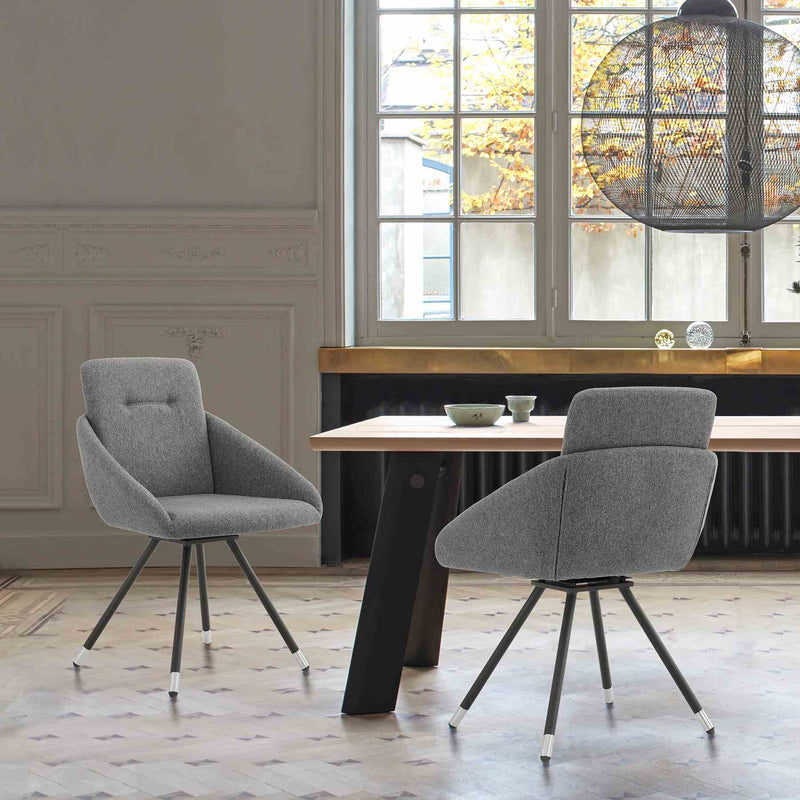 Granada Swivel Gray Fabric Dining Room Chairs - Set of 2 - Furniture City (CA)l