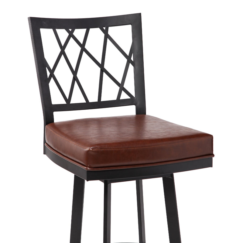 Giselle Contemporary 26" Counter Height Barstool in Matte Black Finish and Vintage Coffee Faux Leather - Furniture City (CA)l