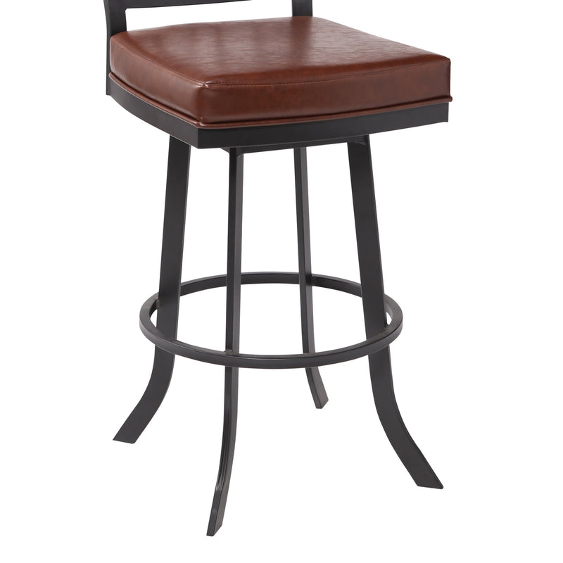 Giselle Contemporary 26" Counter Height Barstool in Matte Black Finish and Vintage Coffee Faux Leather - Furniture City (CA)l
