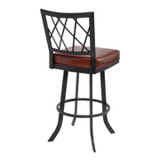 Giselle Contemporary 30" Bar Height Barstool in Matte Black Finish and Vintage Coffee Faux Leather - Furniture City (CA)l