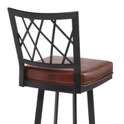 Giselle Contemporary 30" Bar Height Barstool in Matte Black Finish and Vintage Coffee Faux Leather - Furniture City (CA)l