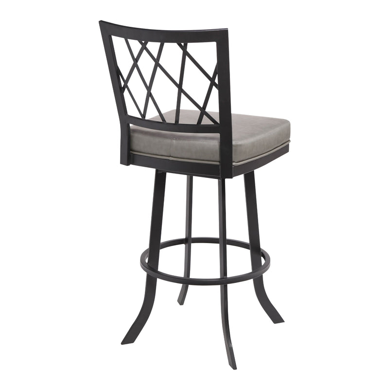 Giselle Contemporary 30" Bar Height Barstool in Matte Black Finish and Vintage Gray Faux Leather - Furniture City (CA)l