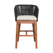 Garnet Outdoor Patio Bar Stool in Natural Acacia Wood and Black Rope - Furniture City (CA)l