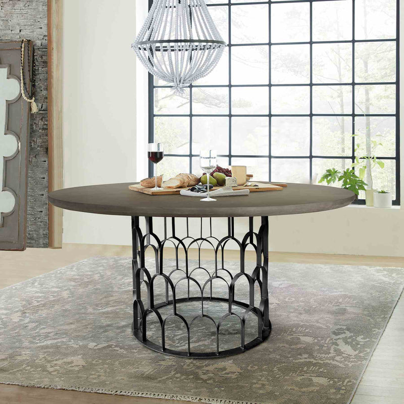 Gatsby Concrete and Metal Round Dining Table - Furniture City (CA)l