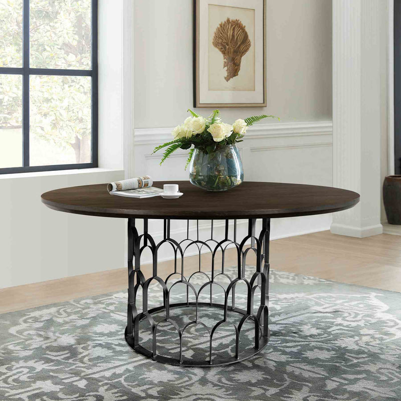 Gatsby Oak and Metal Round Dining Table - Furniture City (CA)l