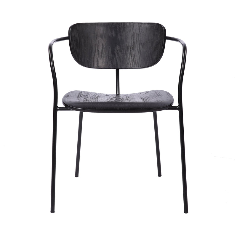 Gavin Steel Side Chair in Black Powder Coating Finish and Black Brushed Wood-Set of 2 - Furniture City (CA)l