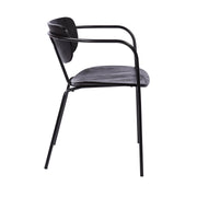 Gavin Steel Side Chair in Black Powder Coating Finish and Black Brushed Wood-Set of 2 - Furniture City (CA)l
