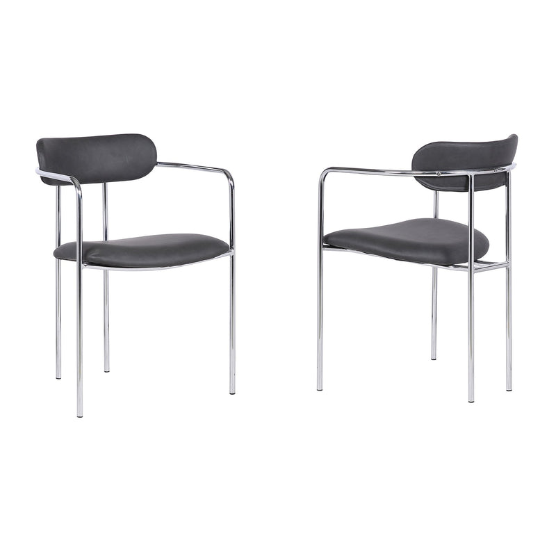 Gwen Contemporary Dining Chair in Chrome Finish with Gray Faux Leather - Set of 2 - Furniture City (CA)l