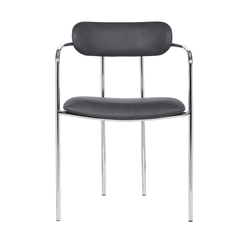 Gwen Contemporary Dining Chair in Chrome Finish with Gray Faux Leather - Set of 2 - Furniture City (CA)l