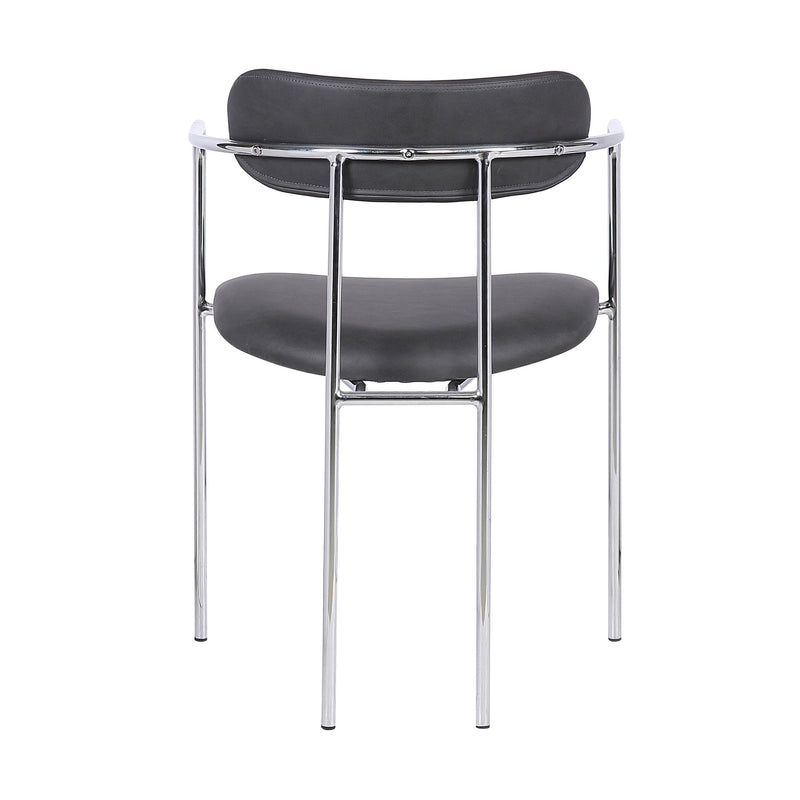Gwen Contemporary Dining Chair in Chrome Finish with Gray Faux Leather - Set of 2 - Furniture City (CA)l