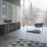 Gwen Contemporary Dining Chair in Chrome Finish with Gray Faux Leather - Set of 2 - Furniture City (CA)l