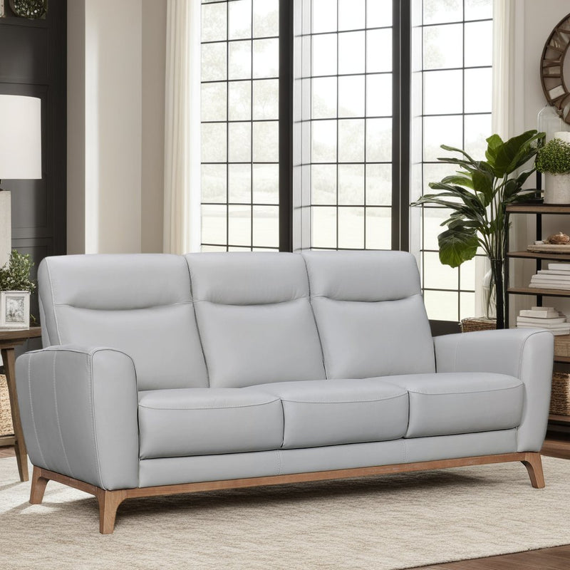 Greyson 83" Dove Gray Leather Sofa - Furniture City (CA)l