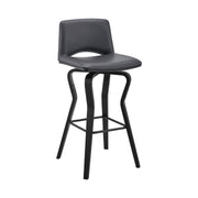 Gerty 26" Swivel Gray Faux Leather and Black Wood Bar Stool - Furniture City (CA)l