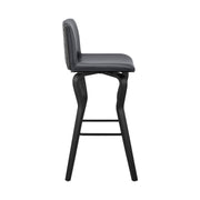 Gerty 26" Swivel Gray Faux Leather and Black Wood Bar Stool - Furniture City (CA)l