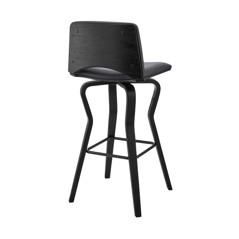 Gerty 26" Swivel Gray Faux Leather and Black Wood Bar Stool - Furniture City (CA)l