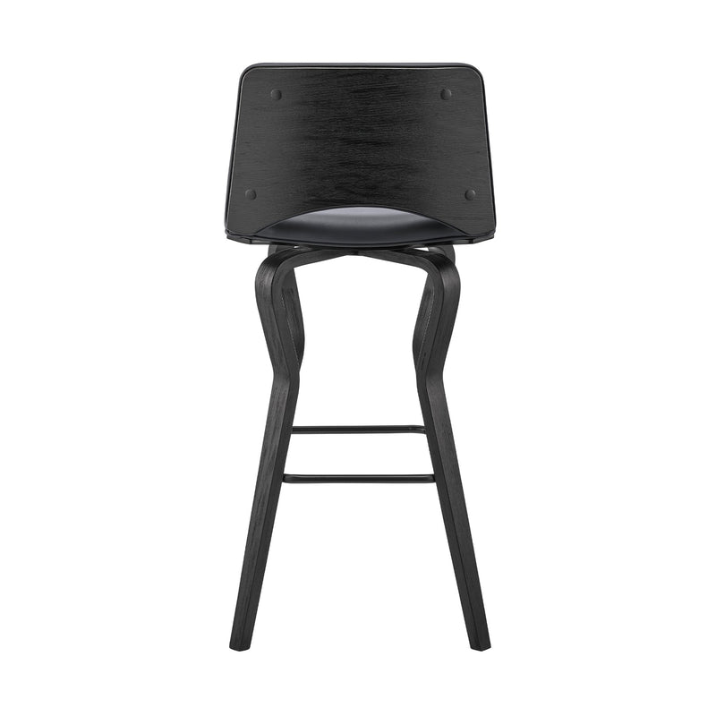 Gerty 26" Swivel Gray Faux Leather and Black Wood Bar Stool - Furniture City (CA)l
