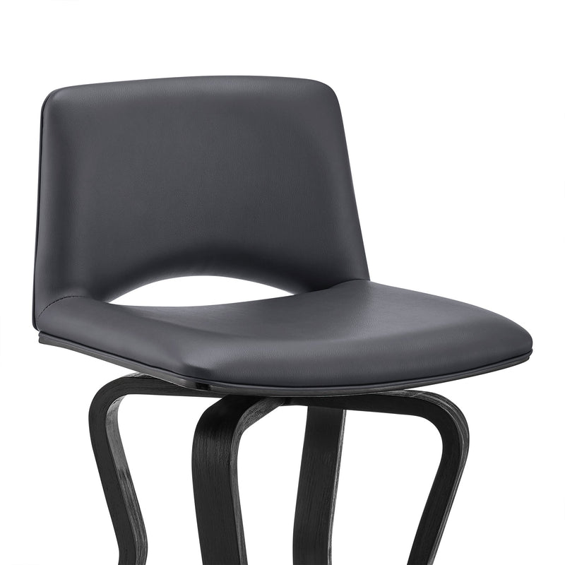 Gerty 26" Swivel Gray Faux Leather and Black Wood Bar Stool - Furniture City (CA)l