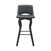 Gerty 30" Swivel Gray Faux Leather and Black Wood Bar Stool - Furniture City (CA)l