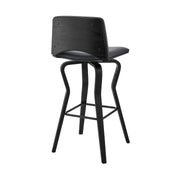 Gerty 30" Swivel Gray Faux Leather and Black Wood Bar Stool - Furniture City (CA)l