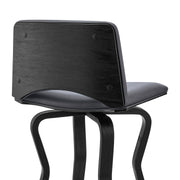 Gerty 30" Swivel Gray Faux Leather and Black Wood Bar Stool - Furniture City (CA)l