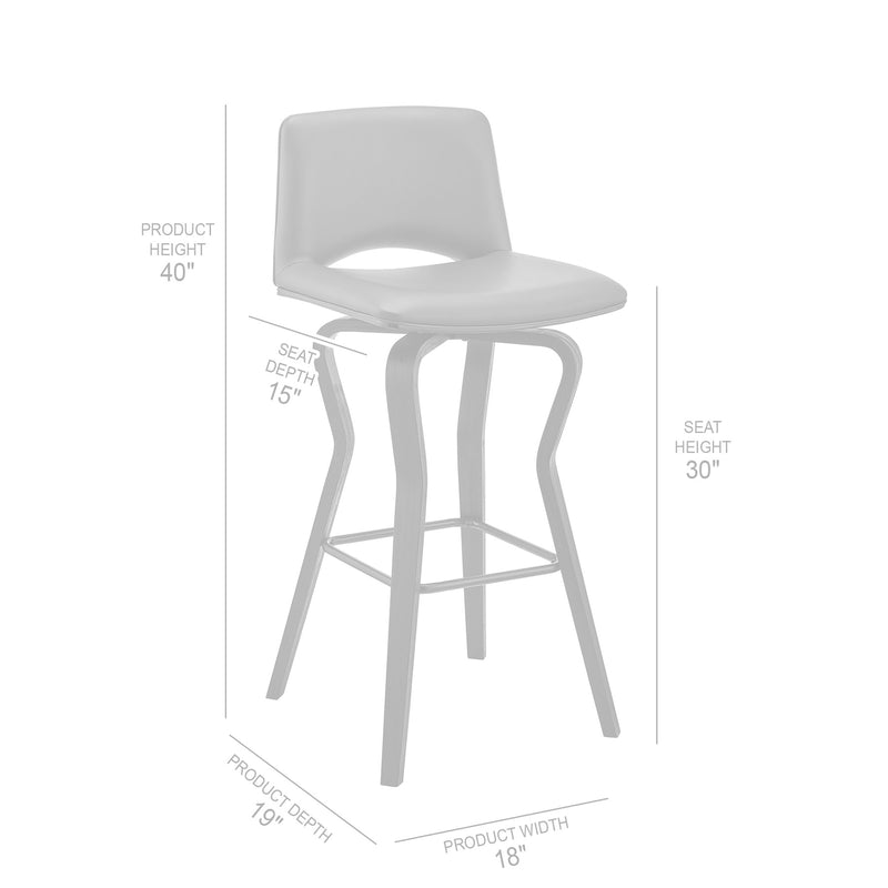 Gerty 30" Swivel Gray Faux Leather and Black Wood Bar Stool - Furniture City (CA)l
