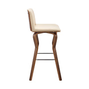 Gerty 26" Swivel Cream Faux Leather and Walnut Wood Bar Stool - Furniture City (CA)l