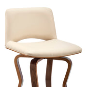 Gerty 26" Swivel Cream Faux Leather and Walnut Wood Bar Stool - Furniture City (CA)l