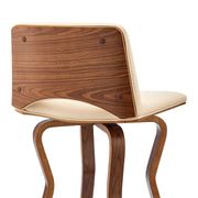 Gerty 30" Swivel Cream Faux Leather and Walnut Wood Bar Stool - Furniture City (CA)l