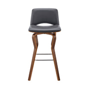 Gerty 26" Swivel Gray Faux Leather and Walnut Wood Bar Stool - Furniture City (CA)l