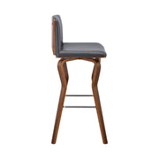 Gerty 26" Swivel Gray Faux Leather and Walnut Wood Bar Stool - Furniture City (CA)l