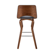 Gerty 26" Swivel Gray Faux Leather and Walnut Wood Bar Stool - Furniture City (CA)l