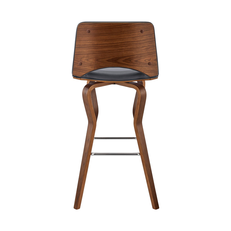 Gerty 26" Swivel Gray Faux Leather and Walnut Wood Bar Stool - Furniture City (CA)l