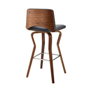 Gerty 30" Swivel Gray Faux Leather and Walnut Wood Bar Stool - Furniture City (CA)l