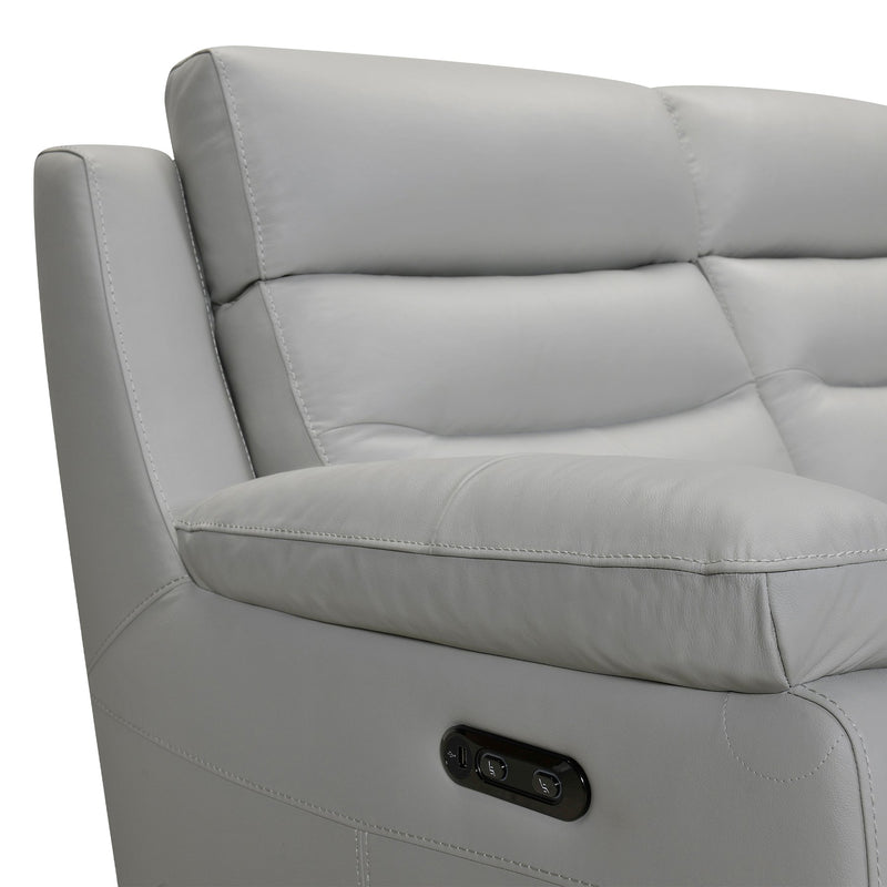 Hayward 82" Dove Gray Genuine Leather Power Reclining Sofa - Furniture City (CA)l