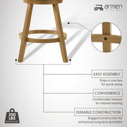 Harper 26 in. Amber Glow Counter Height Rubberwood Swivel Barstool with Ivory Fabric Seat - Furniture City (CA)l