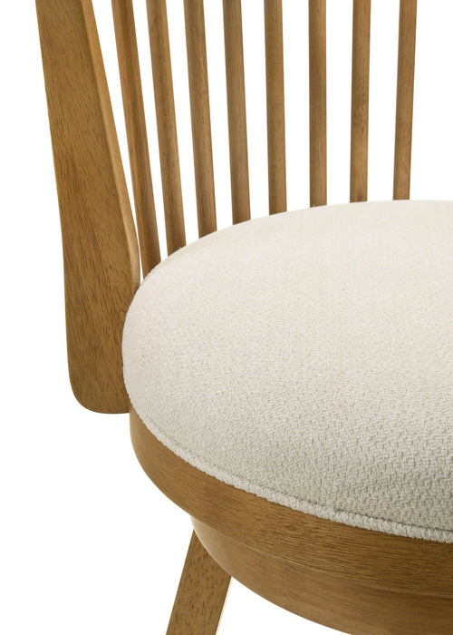 Harper 26 in. Amber Glow Counter Height Rubberwood Swivel Barstool with Ivory Fabric Seat