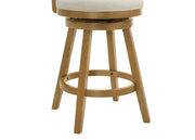 Harper 26 in. Amber Glow Counter Height Rubberwood Swivel Barstool with Ivory Fabric Seat - Furniture City (CA)l